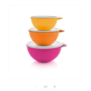 NEW (NIP) Tupperware Colorful Thatsa Bowl Set with Seals, 3 pieces